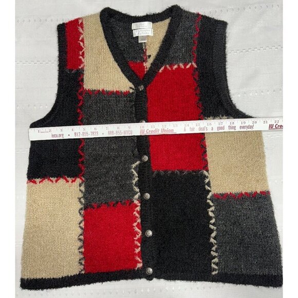 Christopher & Banks XL Patchwork Knit Vest Hand Embroidered Mohair Blend Women's - Picture 5 of 10